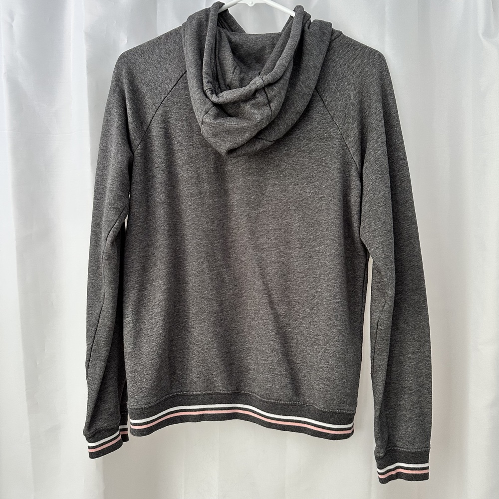 Nike S Collegiate Pink & Gray Pullover Hoodie Striped Hem Cuffs - Picture 2 of 10